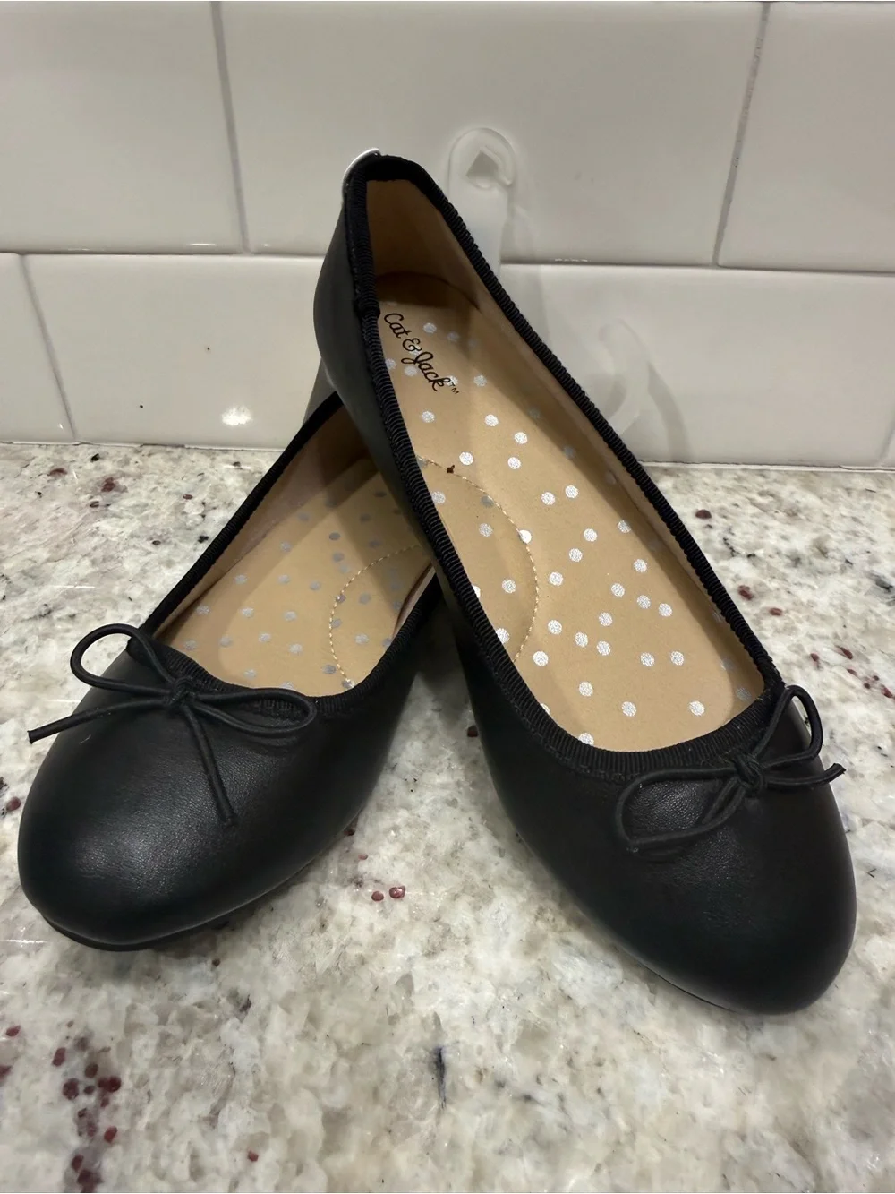 Cat & Jack Black Bow Ballet Flats Size 13 NWT
